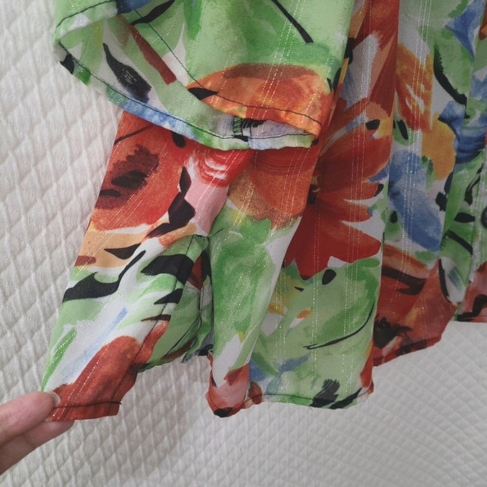 Maggie Barnes floral multi color button up blouse - Picture 7 of 8